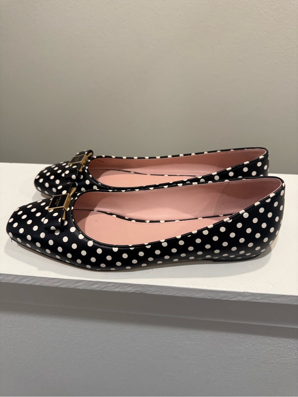 kate spade Black and White Polka Dot Bow Flats - Picture 3 of 6